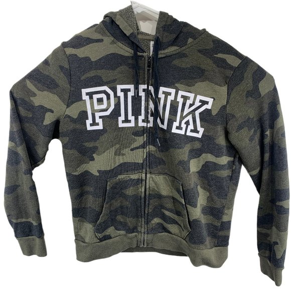PINK Victoria's Secret Other - Pink Girls Zip Hoodie Sweatshirt Camo Pattern L